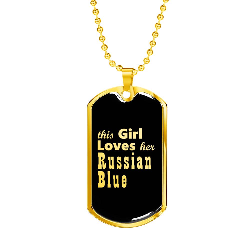 Russian Blue v2 - 18k Gold Finished Luxury Dog Tag Necklace