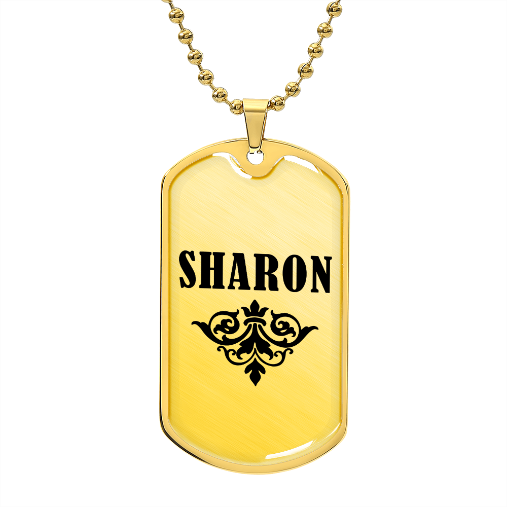 Sharon v01a - 18k Gold Finished Luxury Dog Tag Necklace