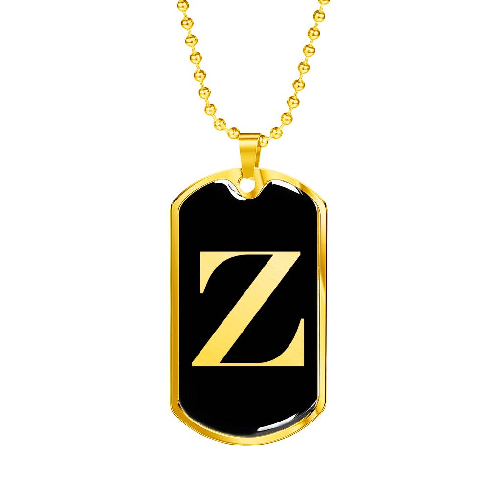 Initial Z v2a - 18k Gold Finished Luxury Dog Tag Necklace