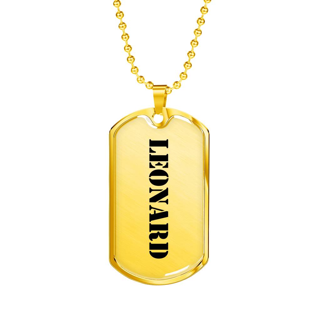 Leonard - 18k Gold Finished Luxury Dog Tag Necklace