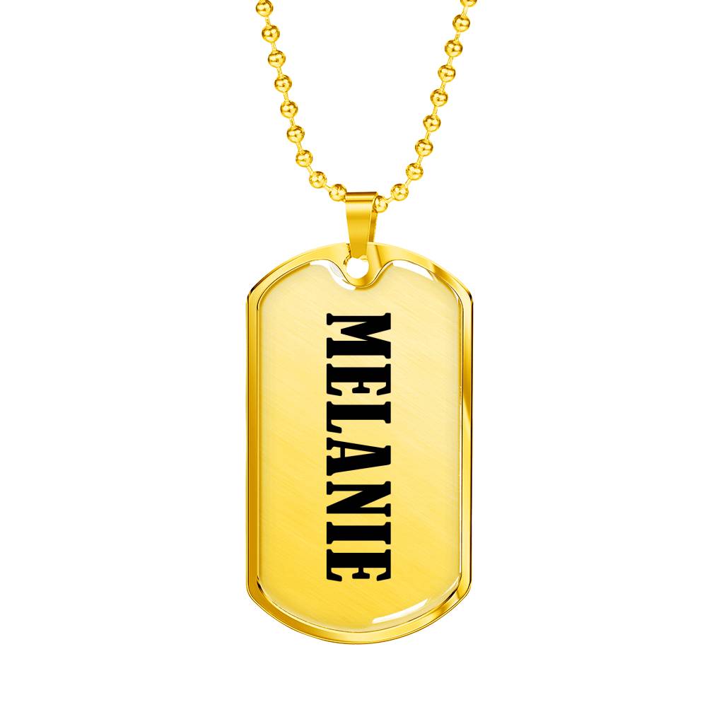 Melanie v01 - 18k Gold Finished Luxury Dog Tag Necklace