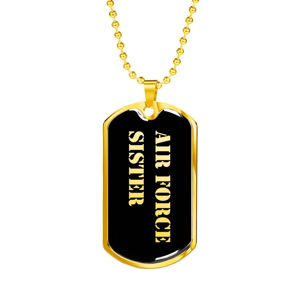 Air Force Sister v2 - 18k Gold Finished Luxury Dog Tag Necklace