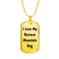 Love My Bernese Mountain Dog v4 - 18k Gold Finished Luxury Dog Tag Necklace