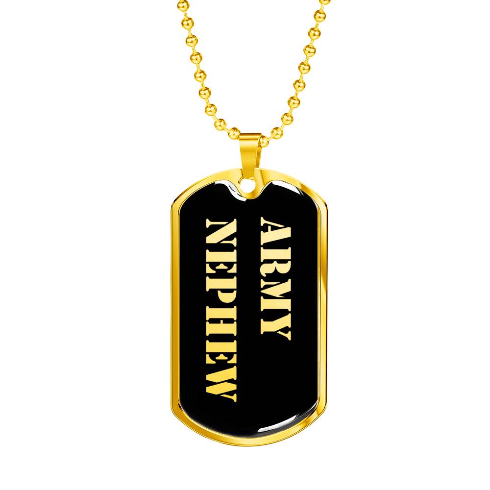 Army Nephew v2 - 18k Gold Finished Luxury Dog Tag Necklace