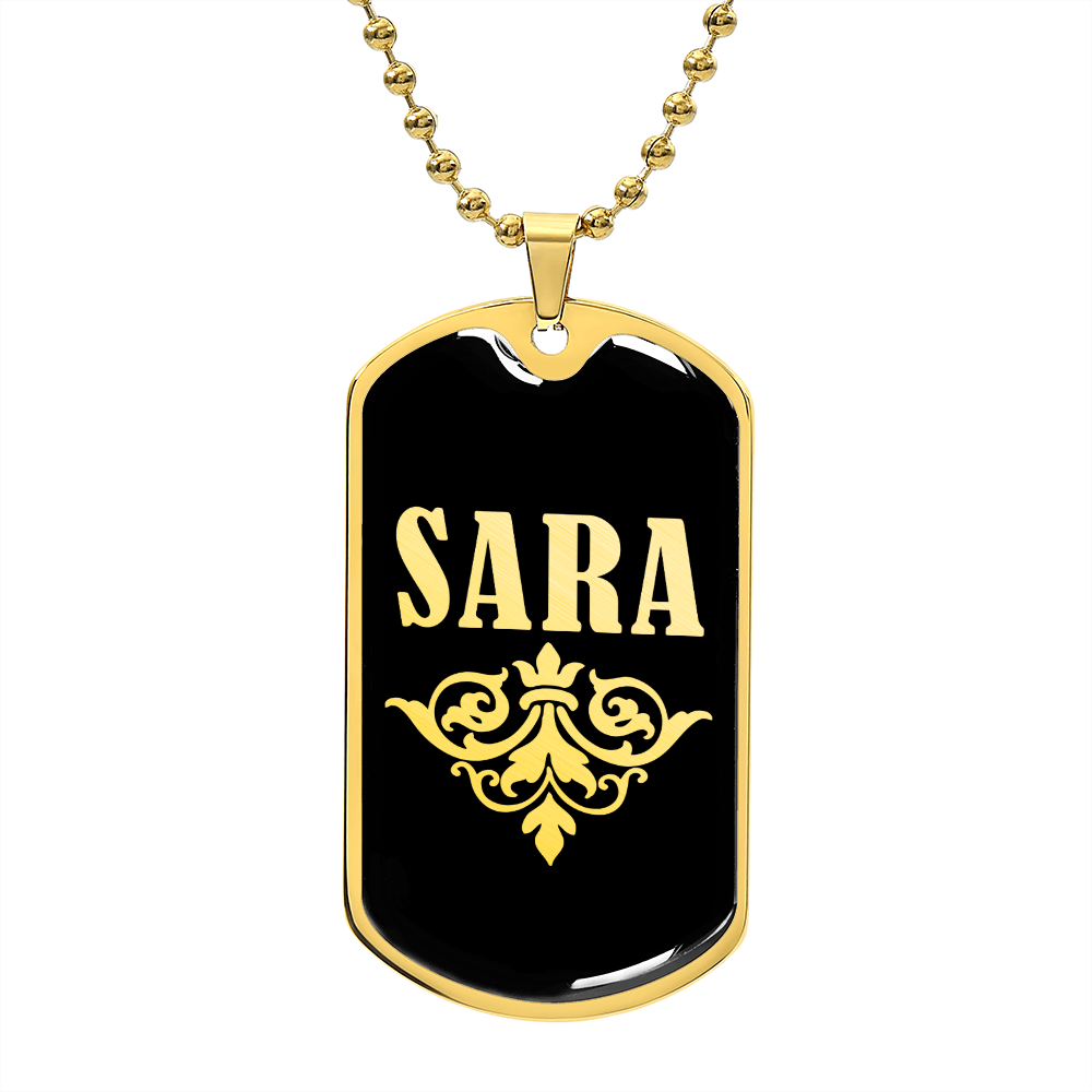 Sara v02a - 18k Gold Finished Luxury Dog Tag Necklace