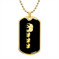 Mama Elephant With 3 Calves v2 - 18k Gold Finished Luxury Dog Tag Necklace