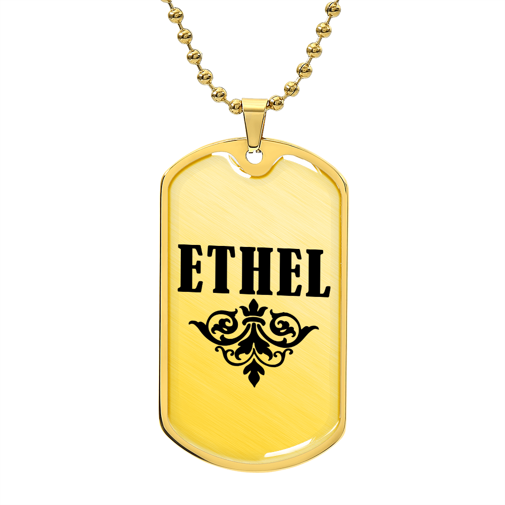 Ethel v01a - 18k Gold Finished Luxury Dog Tag Necklace