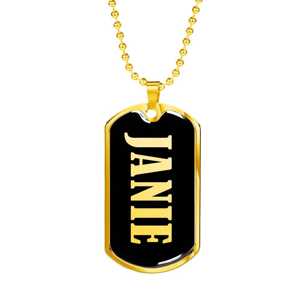 Janie v02 - 18k Gold Finished Luxury Dog Tag Necklace