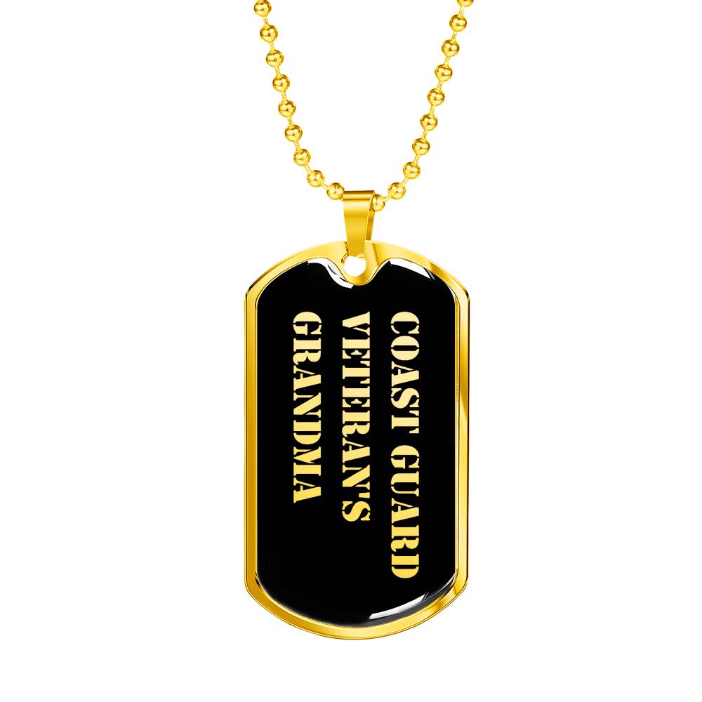 Coast Guard Veteran's Grandma v2 - 18k Gold Finished Luxury Dog Tag Necklace