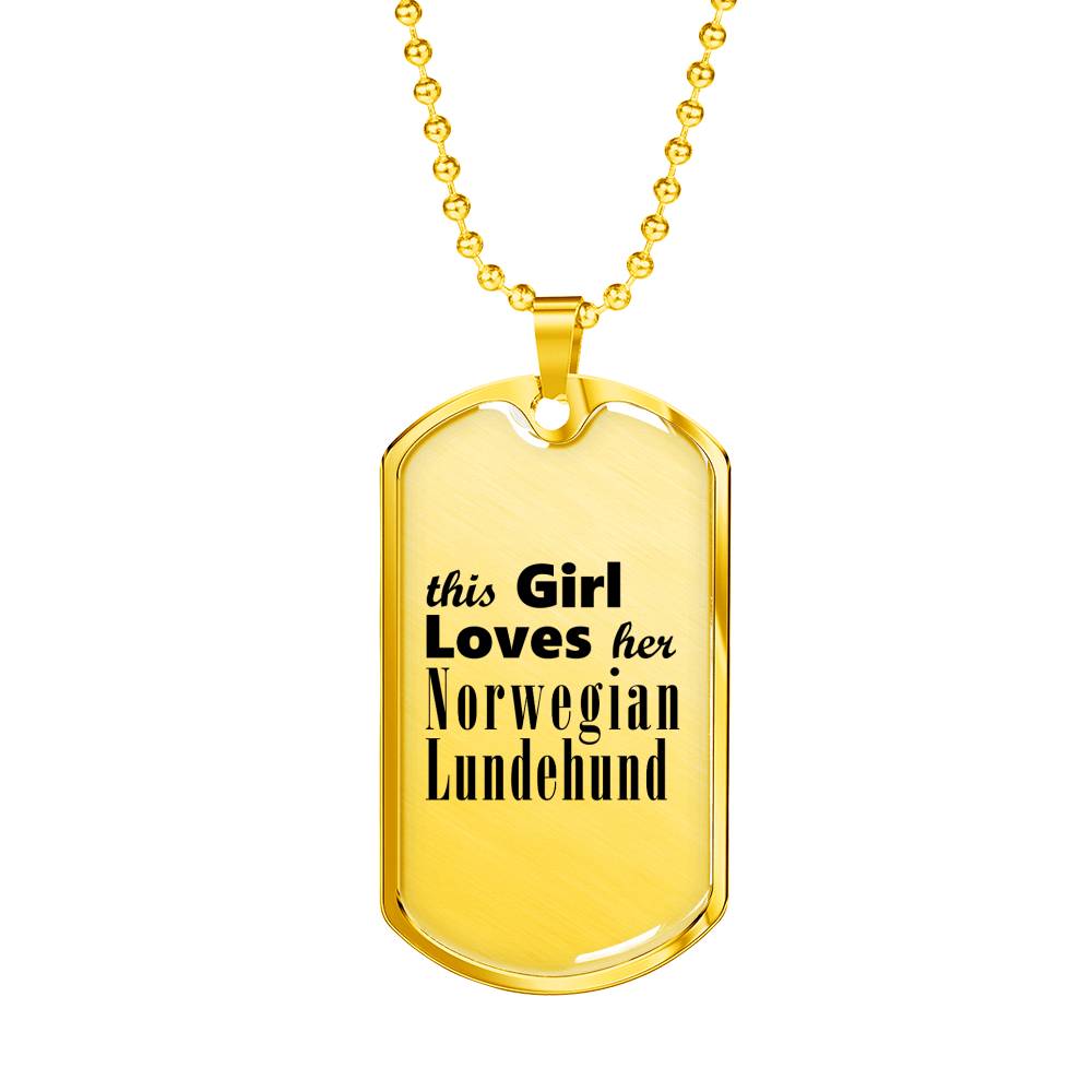 Norwegian Lundehund - 18k Gold Finished Luxury Dog Tag Necklace