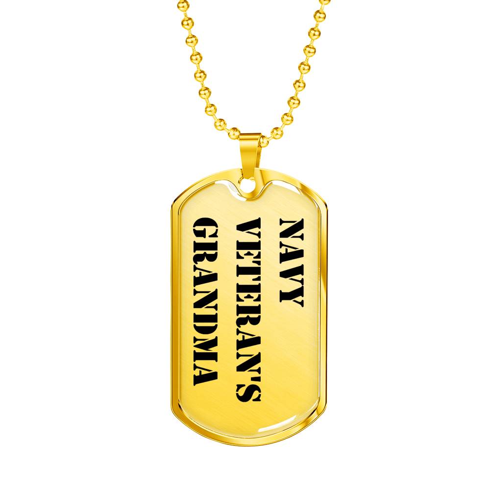 Navy Veteran's Grandma - 18k Gold Finished Luxury Dog Tag Necklace