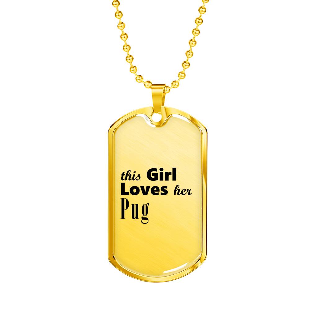 Pug - 18k Gold Finished Luxury Dog Tag Necklace