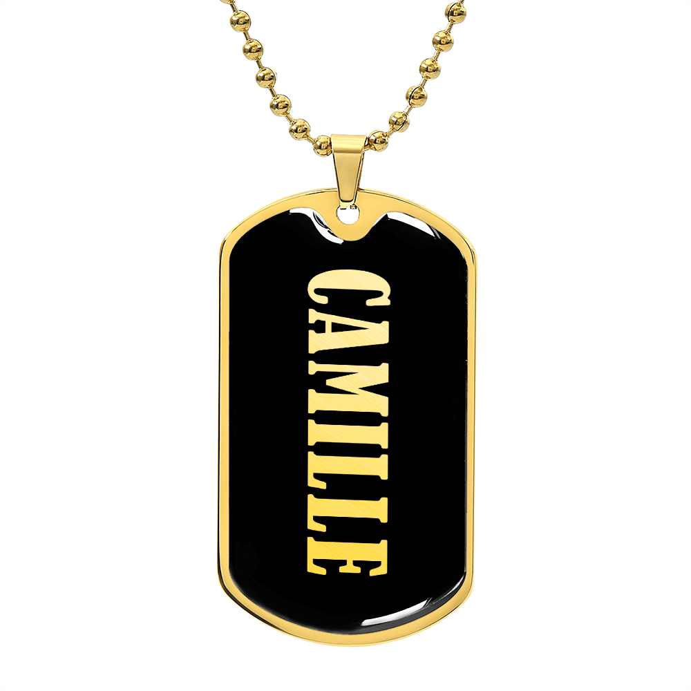 Camille v02 - 18k Gold Finished Luxury Dog Tag Necklace