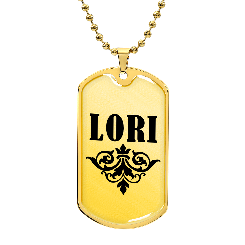 Lori v01a - 18k Gold Finished Luxury Dog Tag Necklace