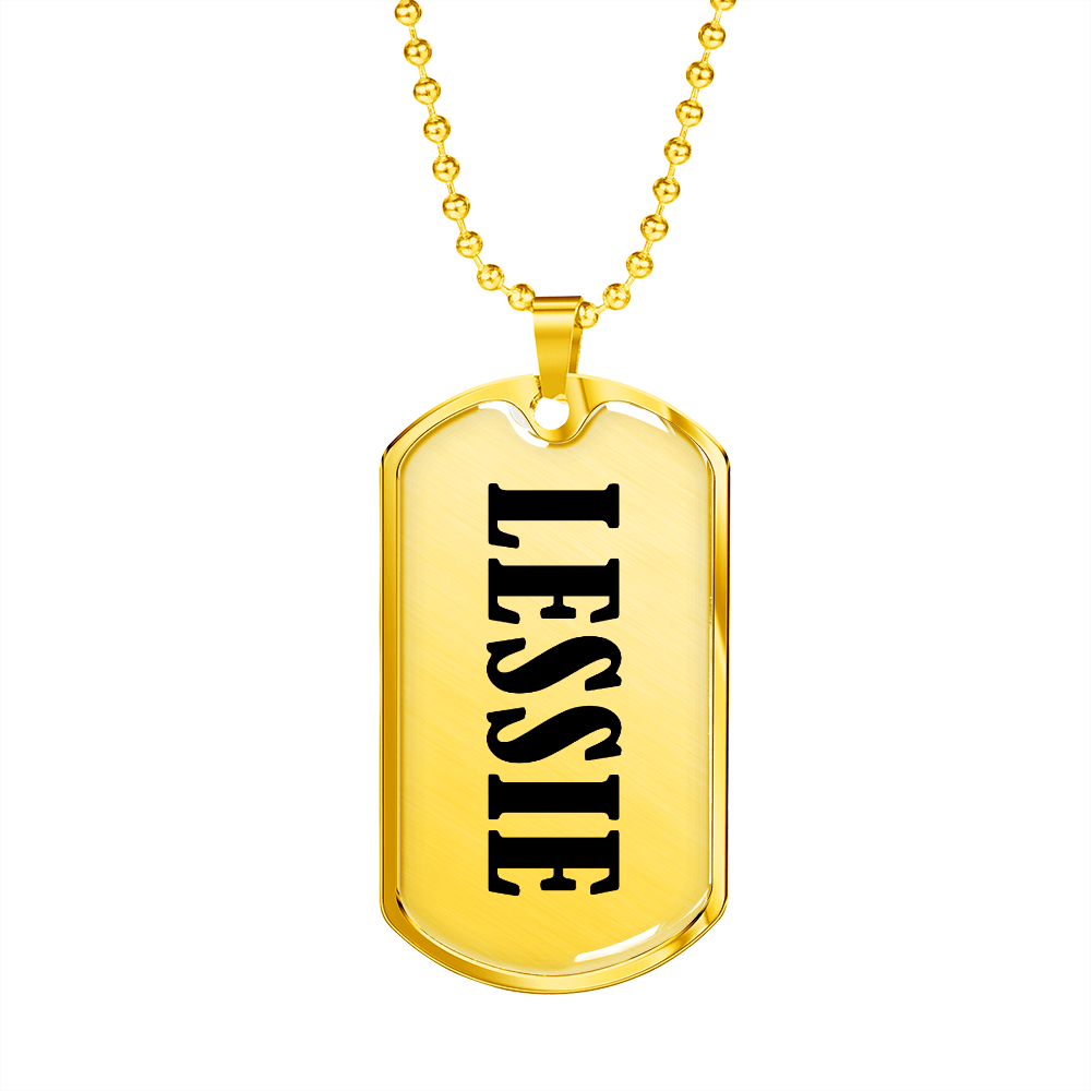 Lessie v01 - 18k Gold Finished Luxury Dog Tag Necklace
