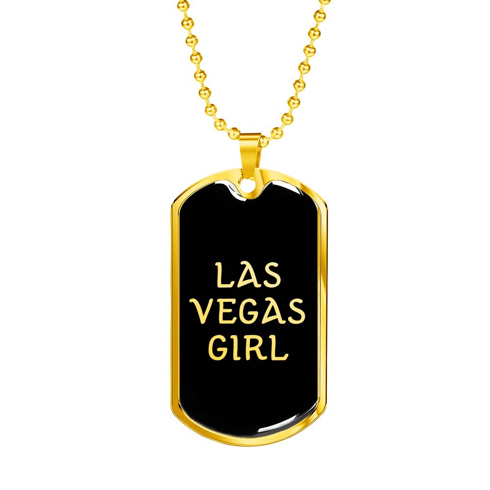 Las Vegas Girl v2 - 18k Gold Finished Luxury Dog Tag Necklace