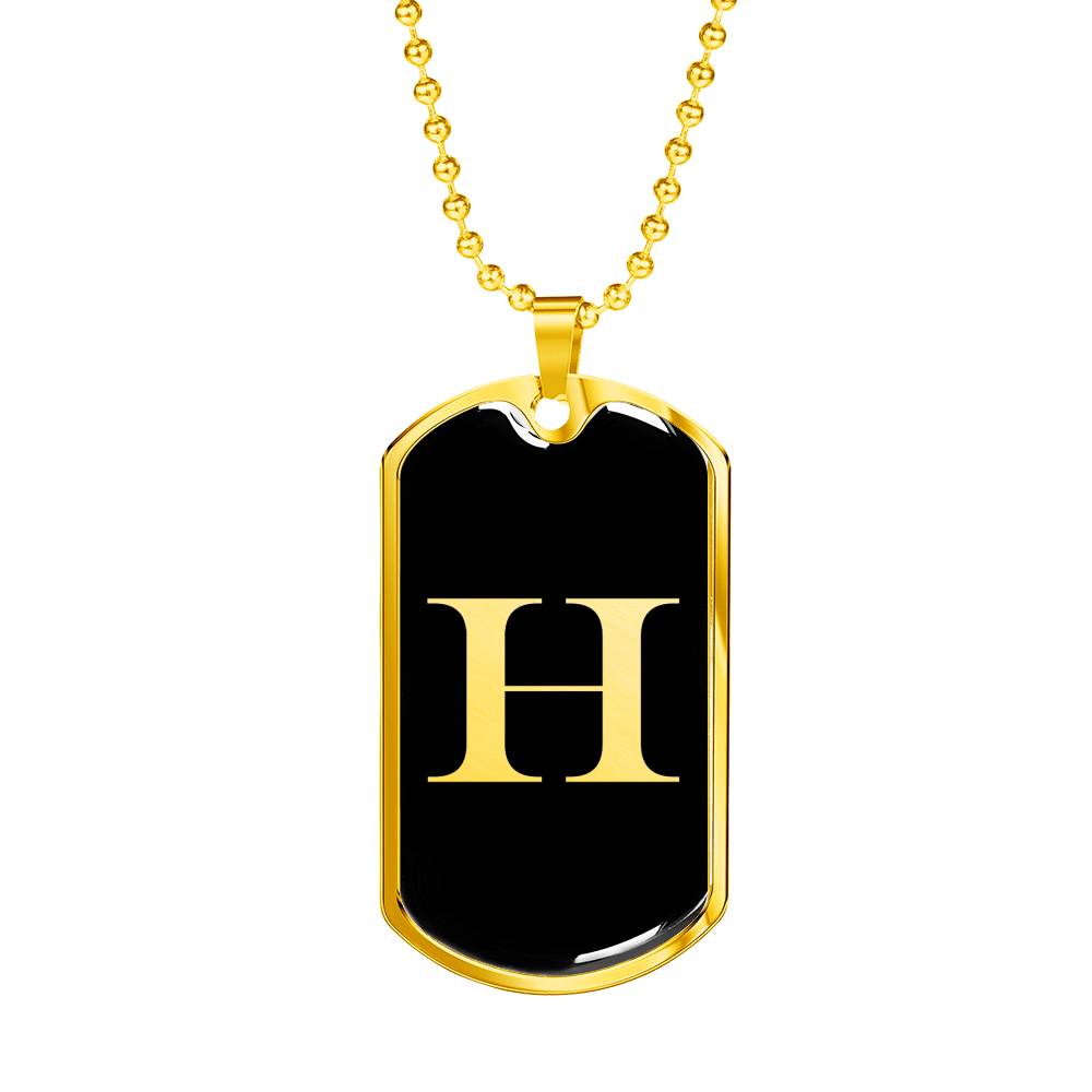 Initial H v2a - 18k Gold Finished Luxury Dog Tag Necklace