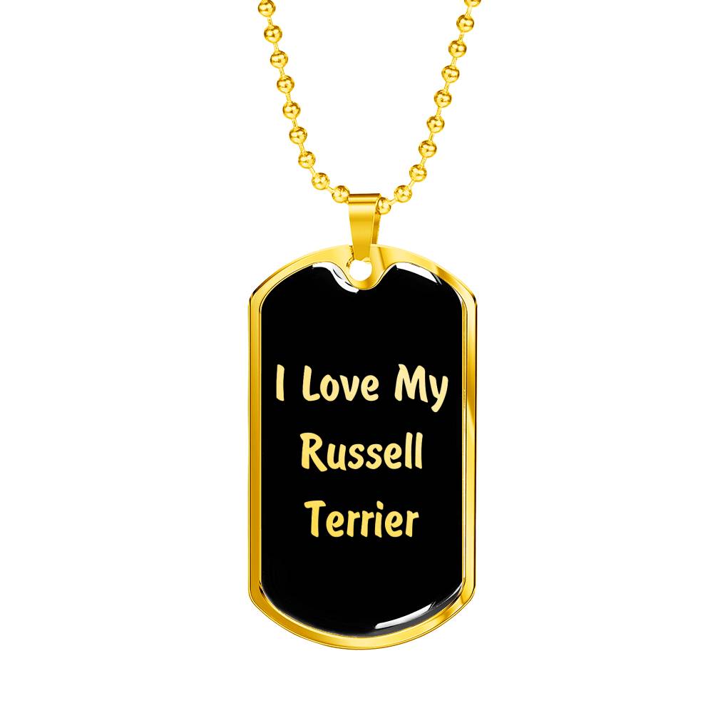 Love My Russell Terrier v5 - 18k Gold Finished Luxury Dog Tag Necklace