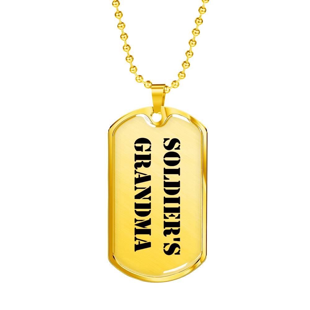 Soldier's Grandma - 18k Gold Finished Luxury Dog Tag Necklace