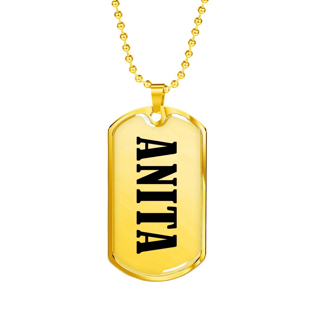 Anita v01 - 18k Gold Finished Luxury Dog Tag Necklace