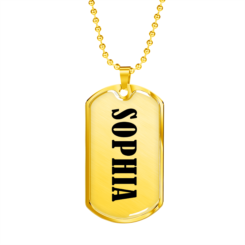 Sophia v01 - 18k Gold Finished Luxury Dog Tag Necklace