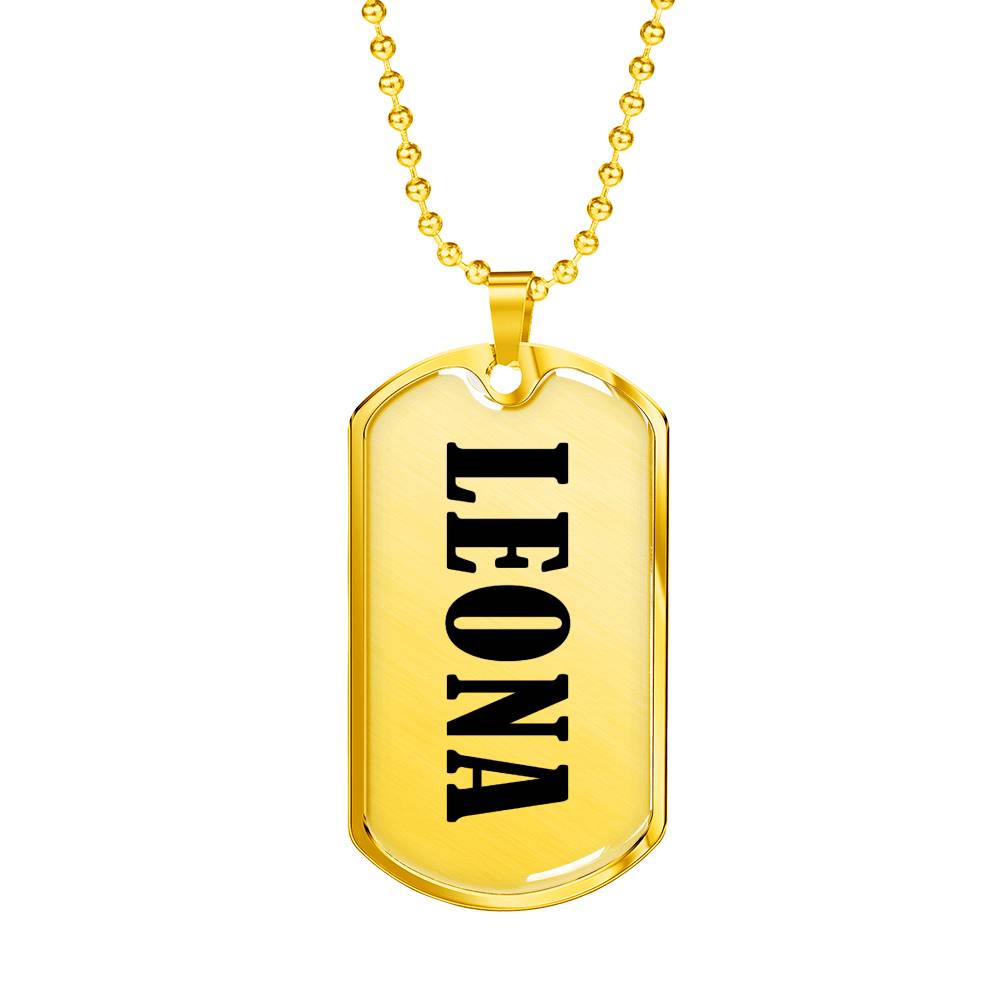 Leona v01 - 18k Gold Finished Luxury Dog Tag Necklace