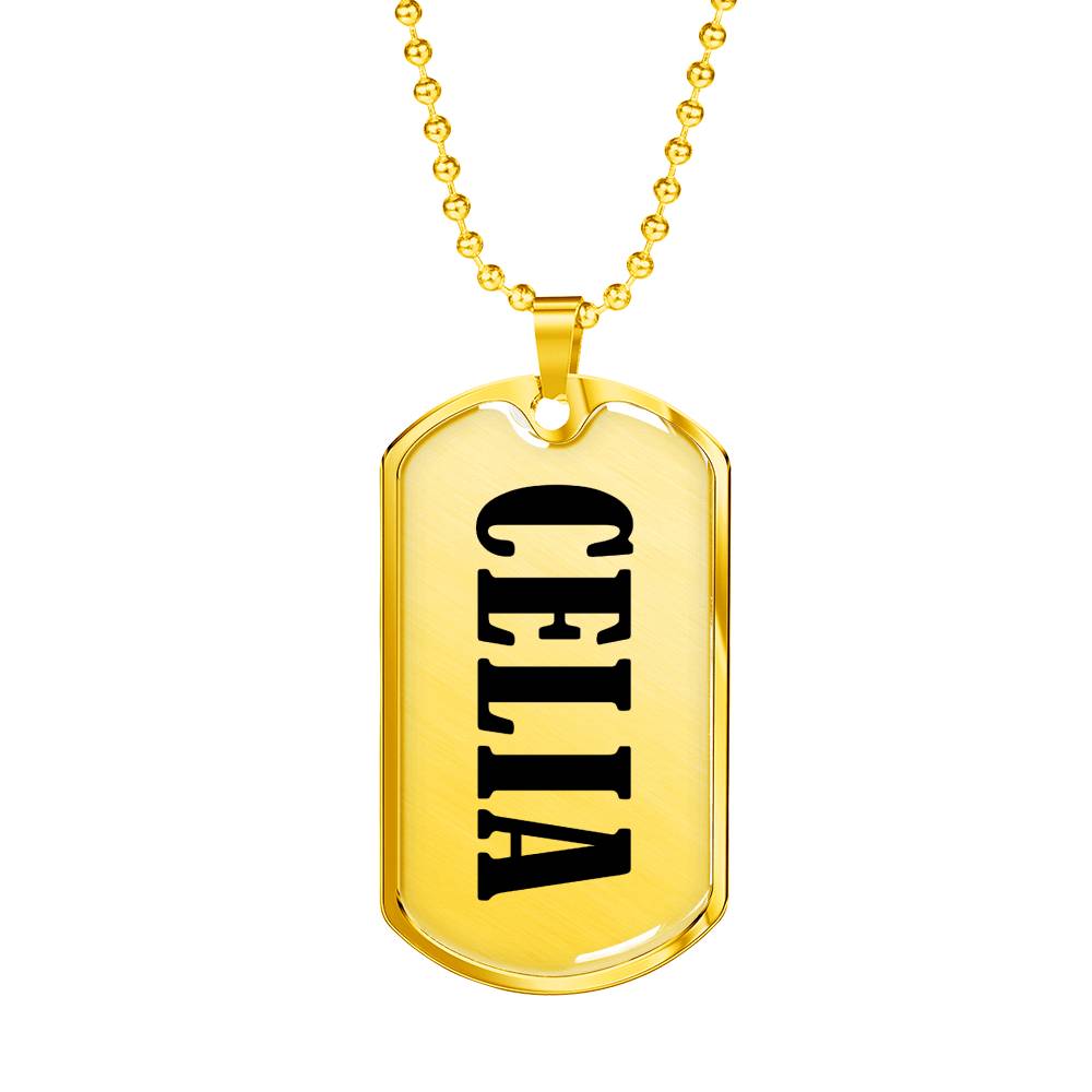 Celia v01 - 18k Gold Finished Luxury Dog Tag Necklace