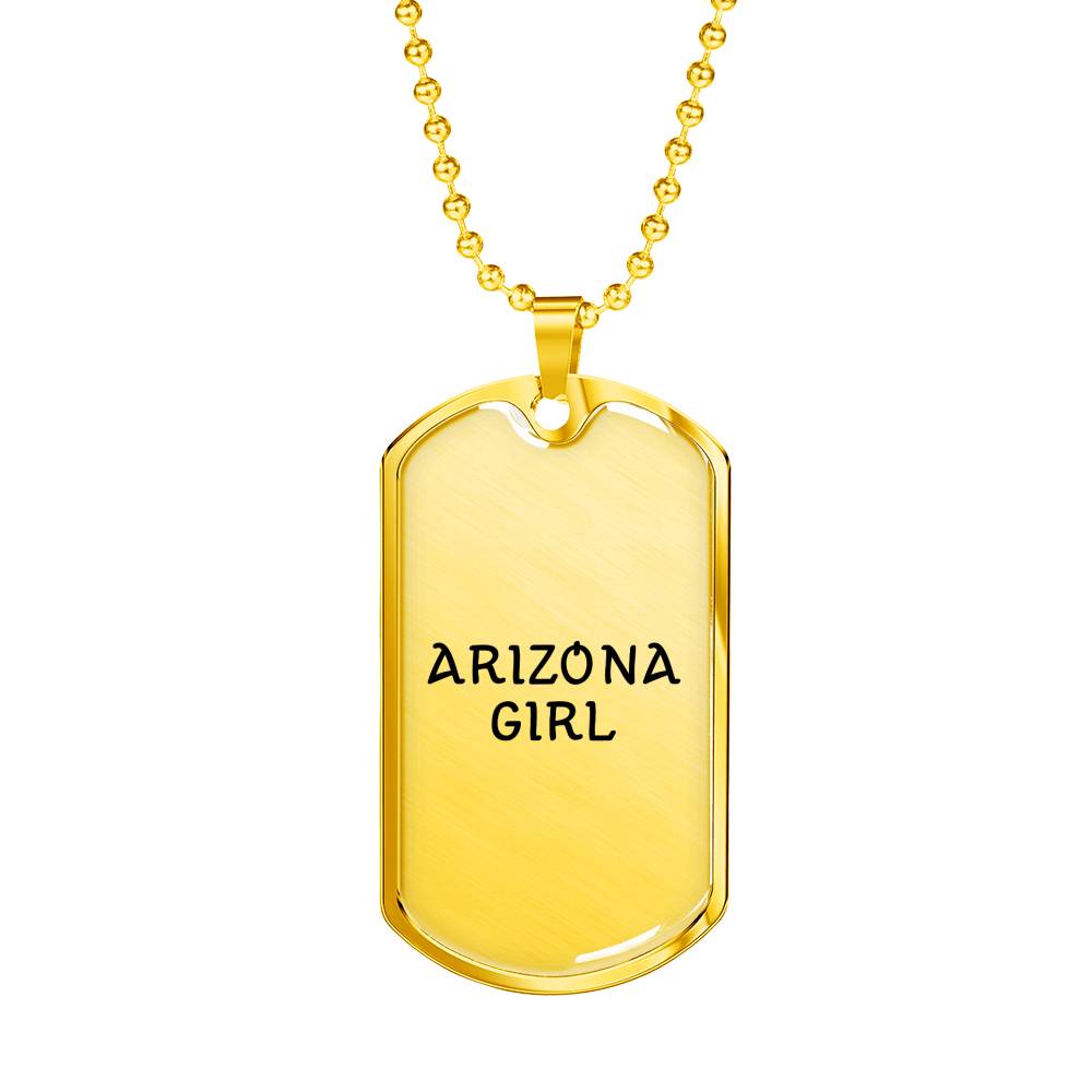Arizona Girl - 18k Gold Finished Luxury Dog Tag Necklace