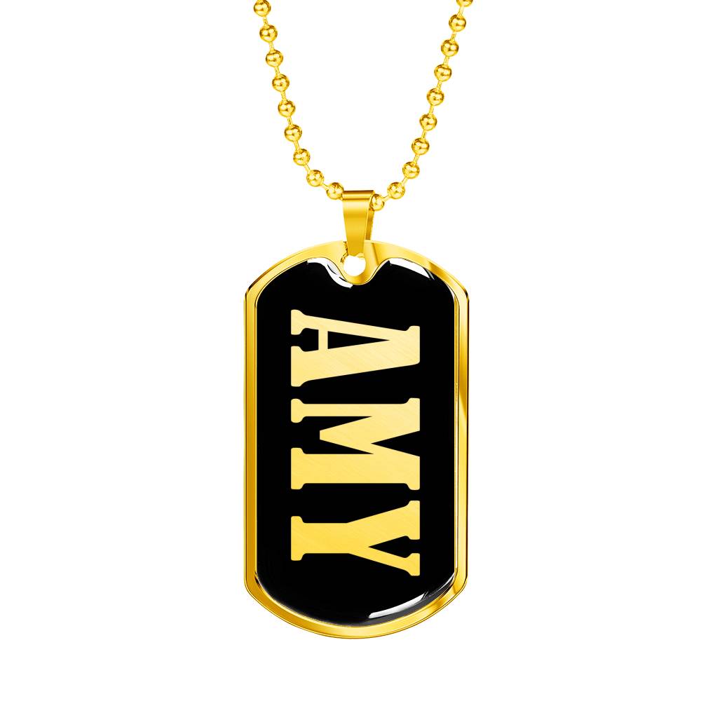 Amy v02 - 18k Gold Finished Luxury Dog Tag Necklace
