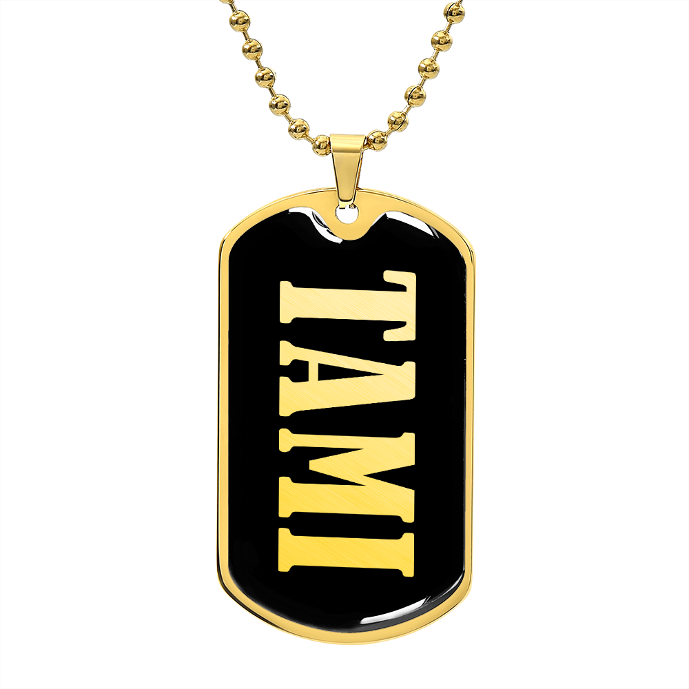 Tami v02 - 18k Gold Finished Luxury Dog Tag Necklace