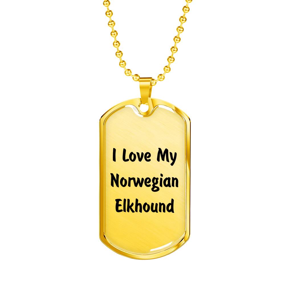 Love My Norwegian Elkhound v4 - 18k Gold Finished Luxury Dog Tag Necklace