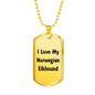 Love My Norwegian Elkhound v4 - 18k Gold Finished Luxury Dog Tag Necklace