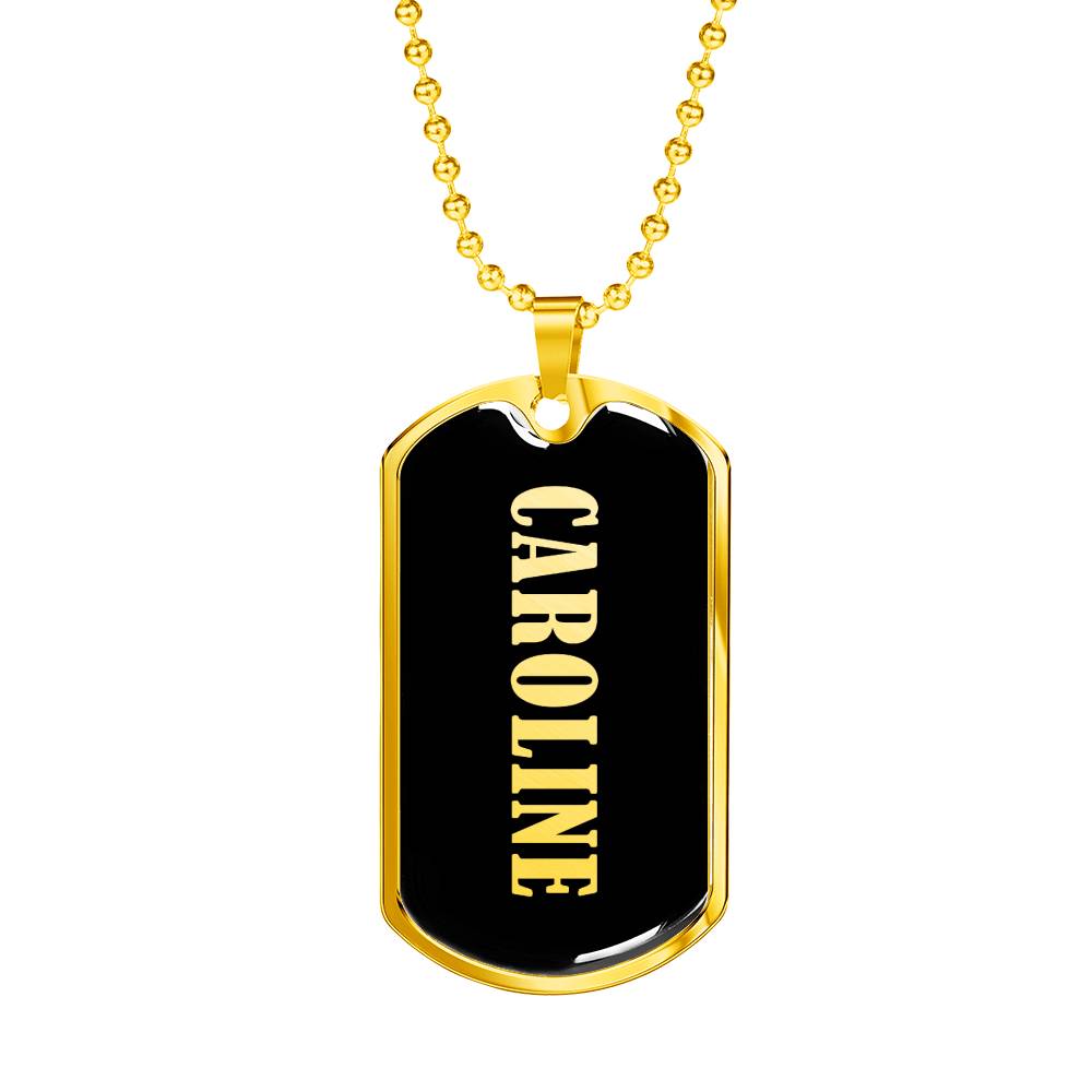 Caroline v02 - 18k Gold Finished Luxury Dog Tag Necklace