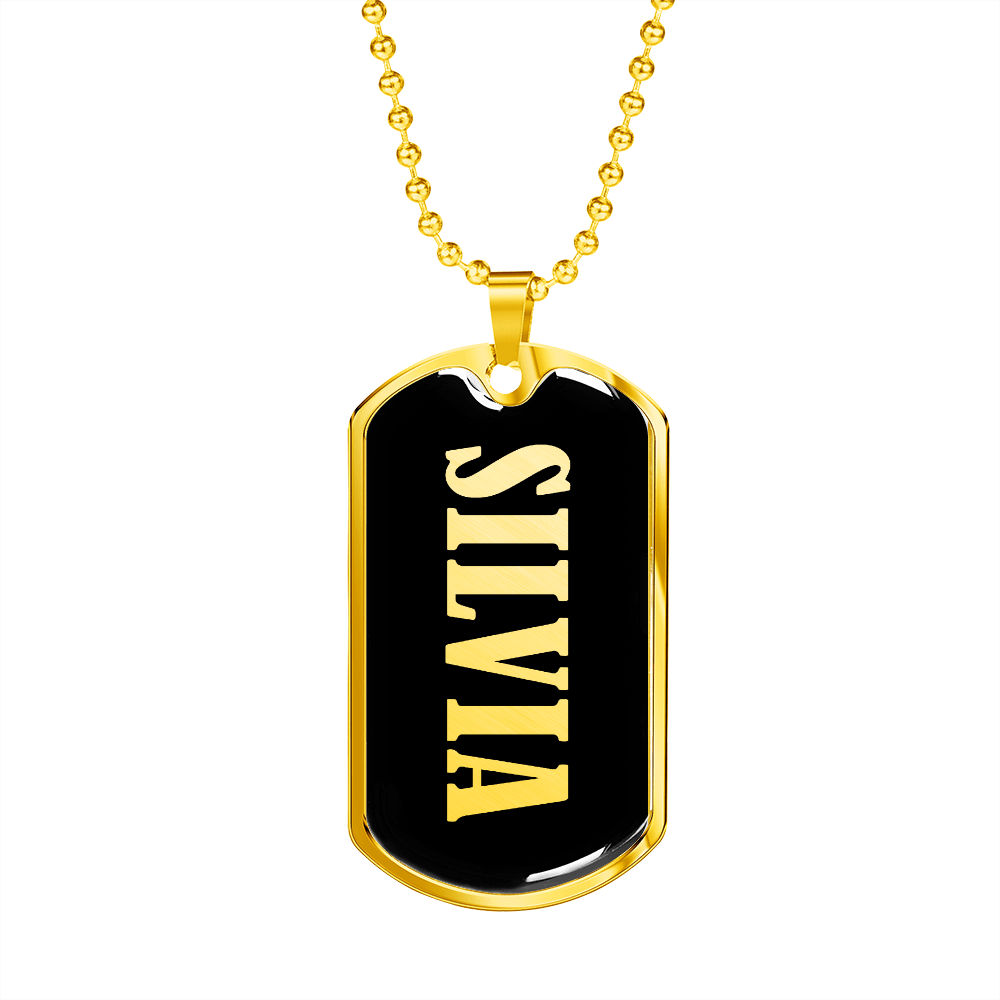 Silvia v02 - 18k Gold Finished Luxury Dog Tag Necklace