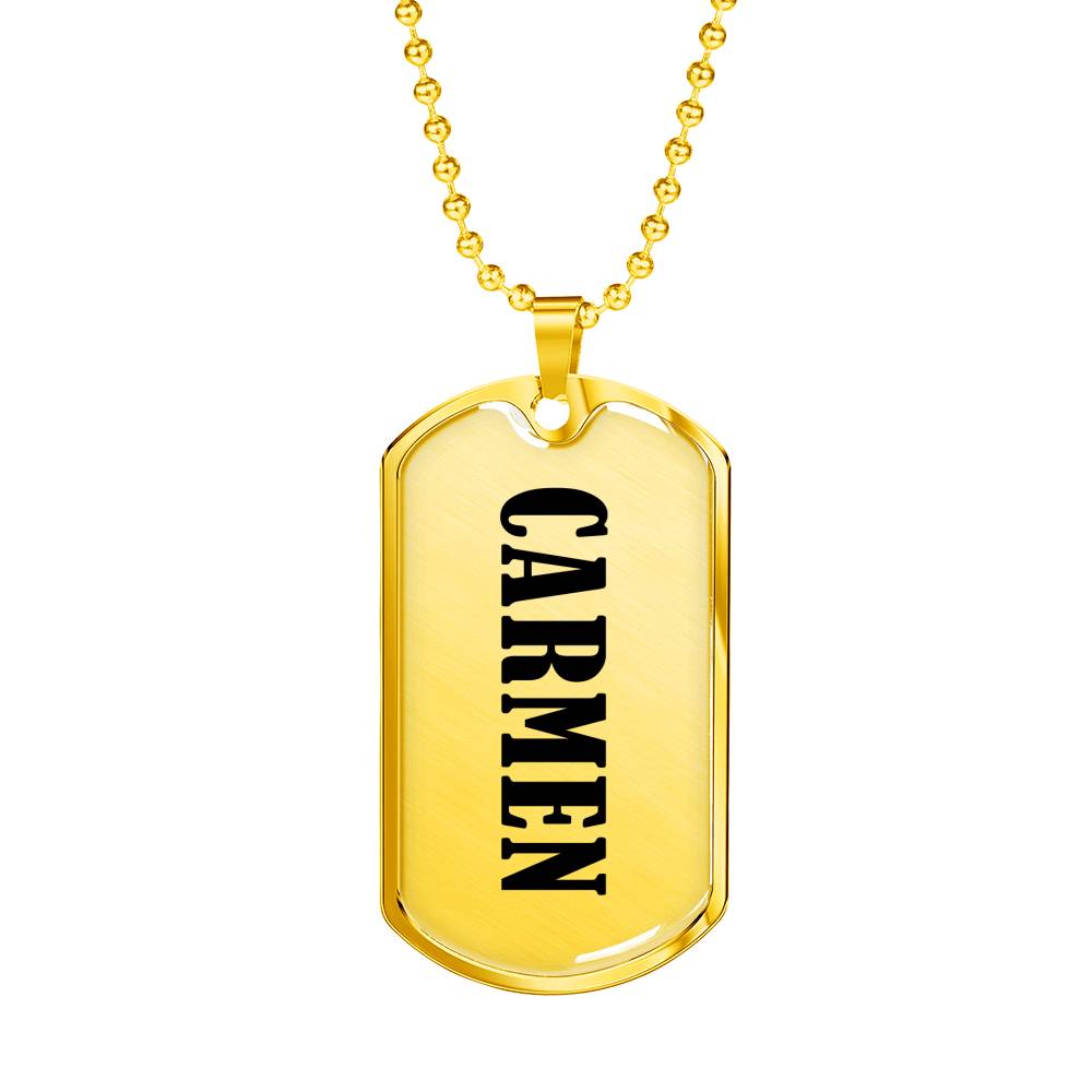 Carmen v01 - 18k Gold Finished Luxury Dog Tag Necklace