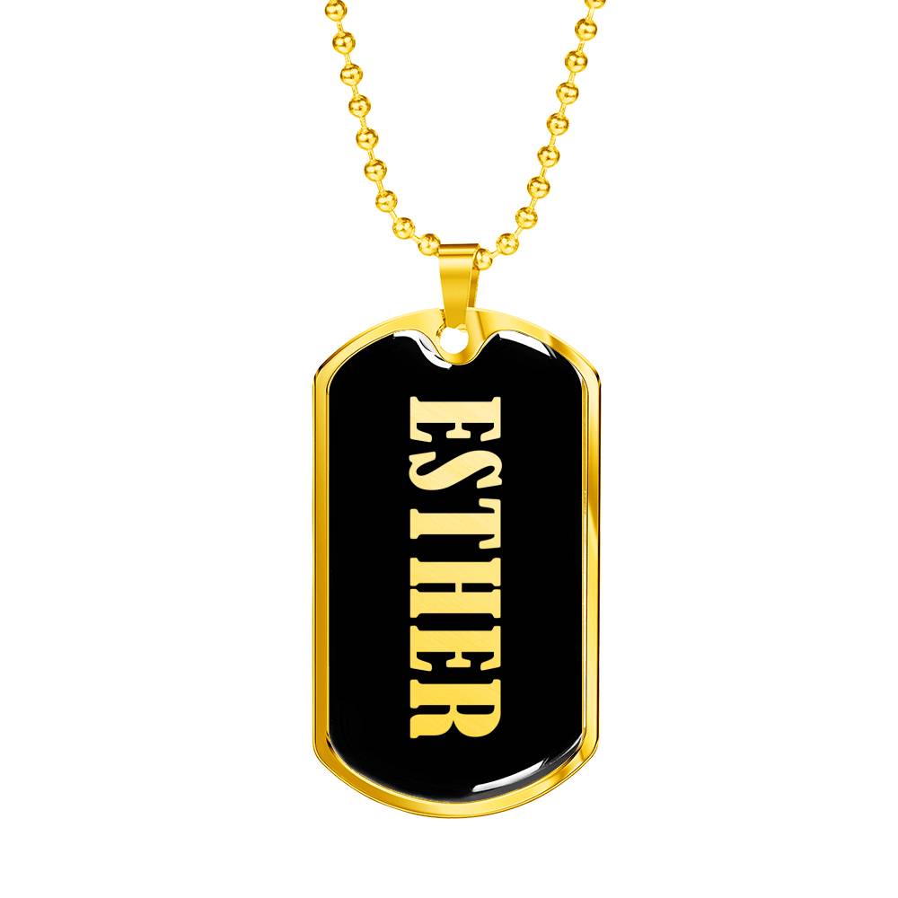 Esther v02 - 18k Gold Finished Luxury Dog Tag Necklace