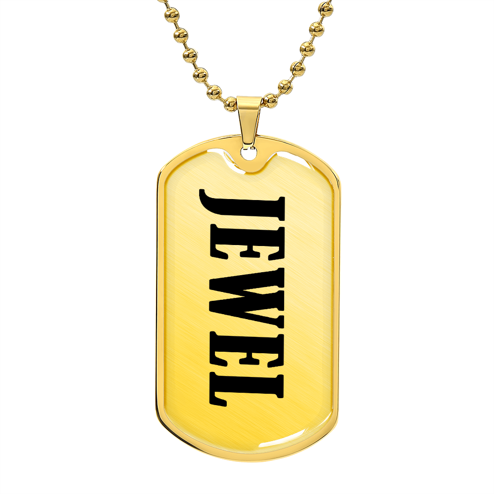 Jewel v01 - 18k Gold Finished Luxury Dog Tag Necklace
