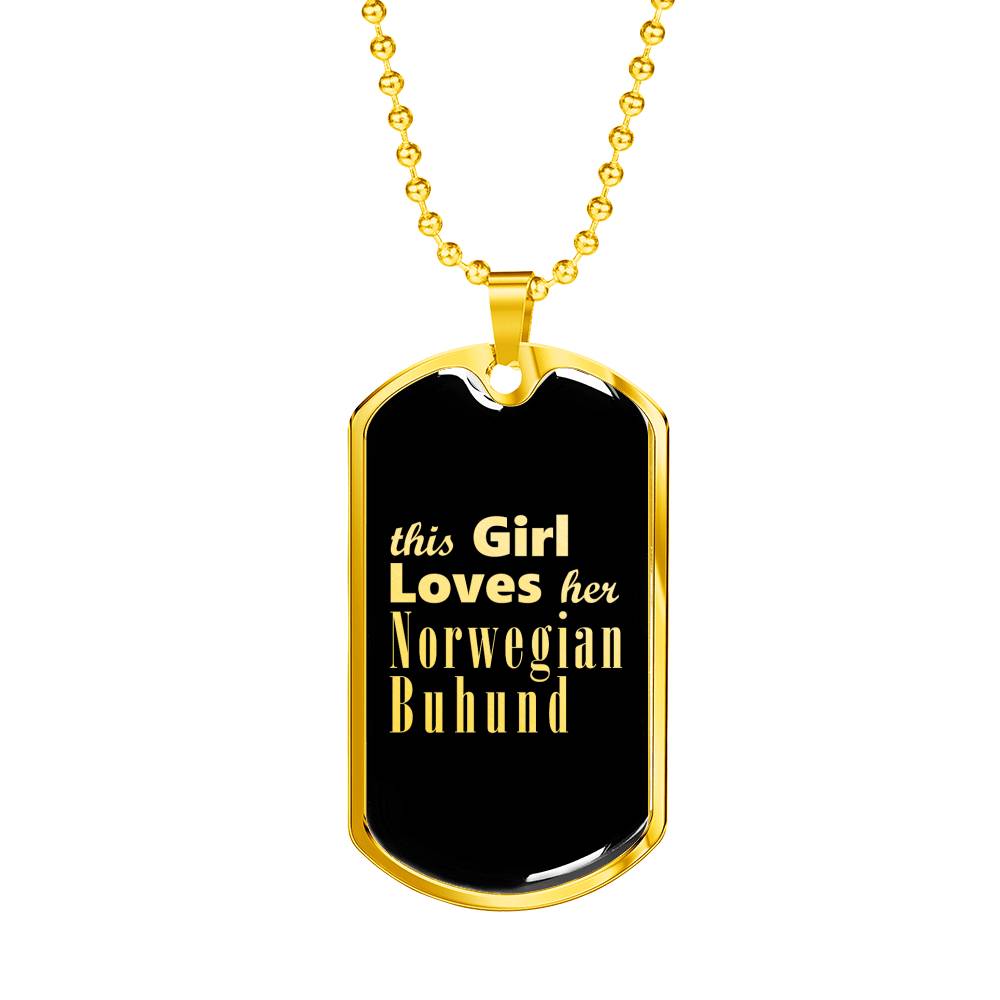Norwegian Buhund v2 - 18k Gold Finished Luxury Dog Tag Necklace