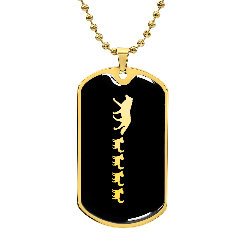 Mama Wolf With 4 Pups v2 - 18k Gold Finished Luxury Dog Tag Necklace