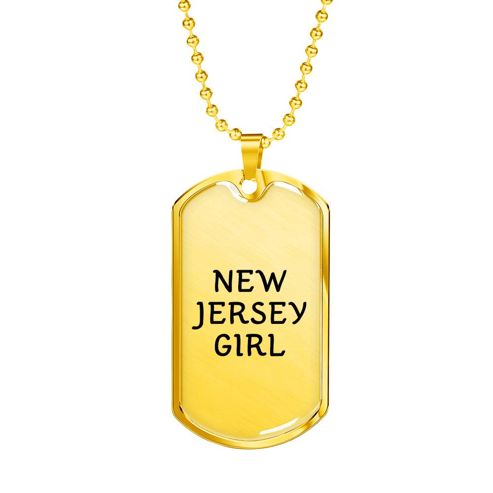 New Jersey Girl - 18k Gold Finished Luxury Dog Tag Necklace