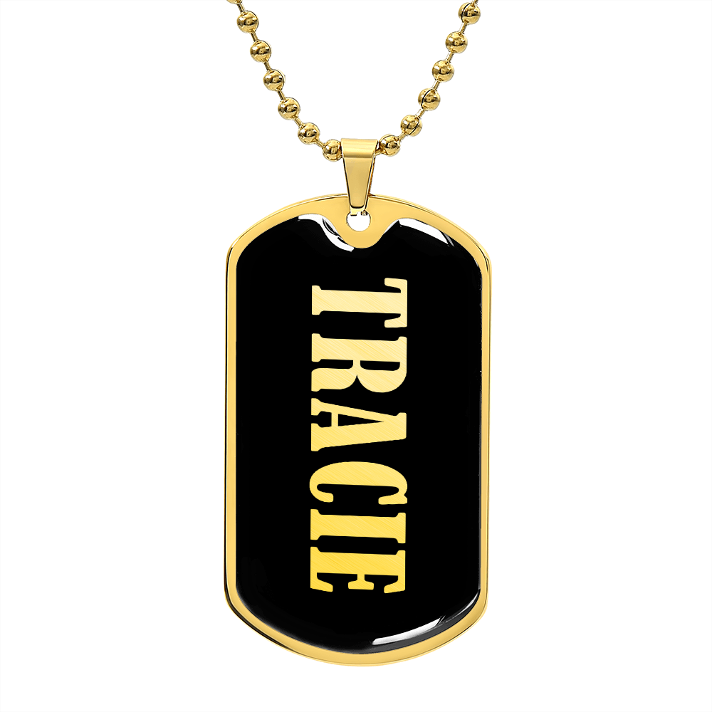 Tracie v02 - 18k Gold Finished Luxury Dog Tag Necklace