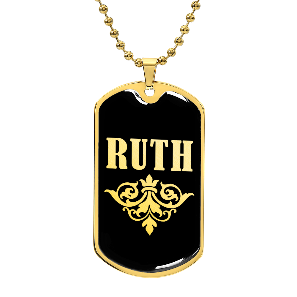 Ruth v02a - 18k Gold Finished Luxury Dog Tag Necklace