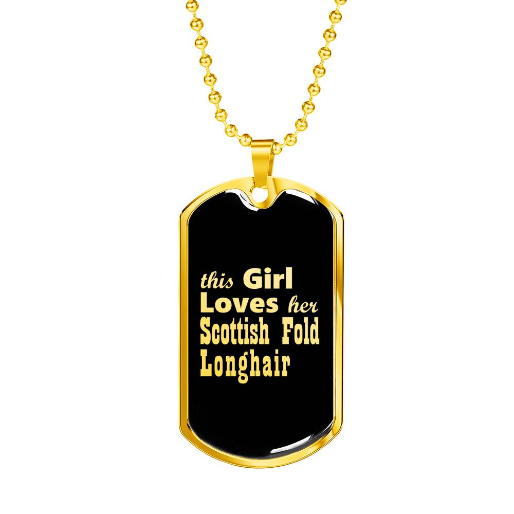 Scottish Fold Longhair v2 - 18k Gold Finished Luxury Dog Tag Necklace