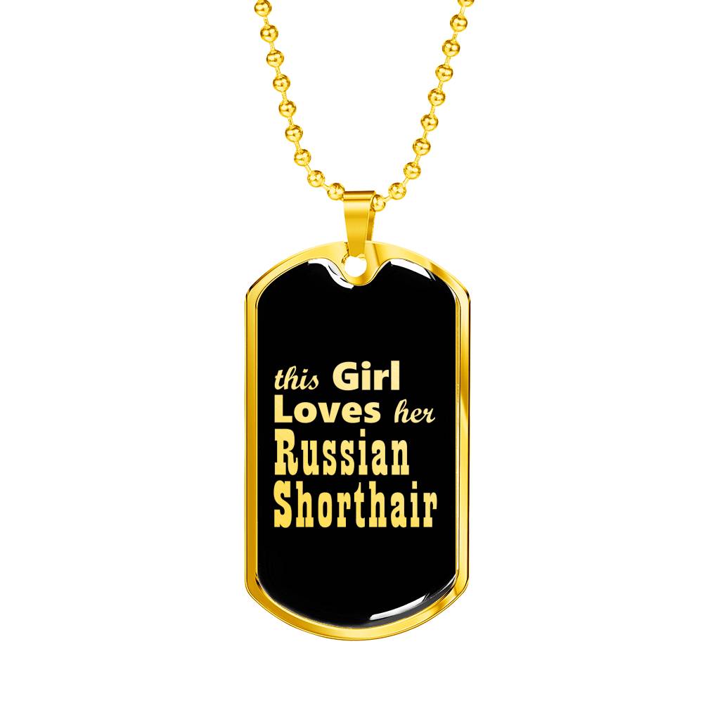 Russian Shorthair v2 - 18k Gold Finished Luxury Dog Tag Necklace