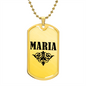 Maria v01a - 18k Gold Finished Luxury Dog Tag Necklace