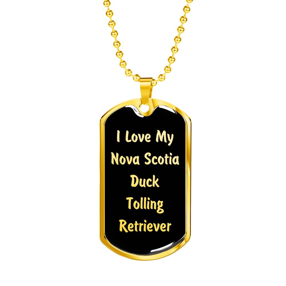 Love My Nova Scotia Duck Tolling Retriever v5 - 18k Gold Finished Luxury Dog Tag Necklace