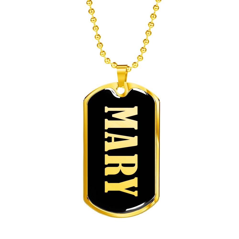 Mary v02 - 18k Gold Finished Luxury Dog Tag Necklace