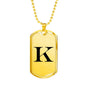 Initial K v1a - 18k Gold Finished Luxury Dog Tag Necklace