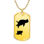 Mama Penguin With 1 Chick - 18k Gold Finished Luxury Dog Tag Necklace