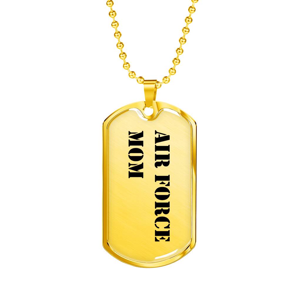 Air Force Mom - 18k Gold Finished Luxury Dog Tag Necklace